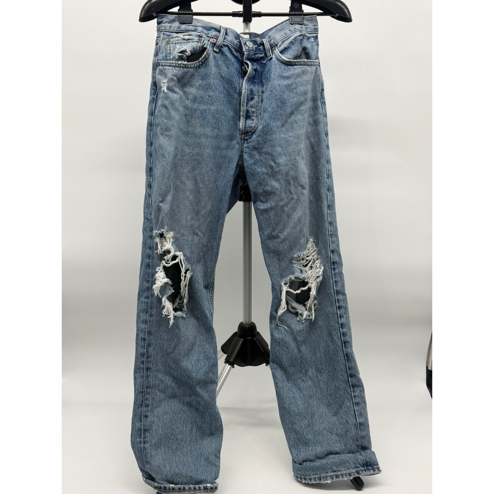 AGOLDE 90s Pinch Waist High Rise Straight Leg Distressed Jeans Grunge 27 Y2K